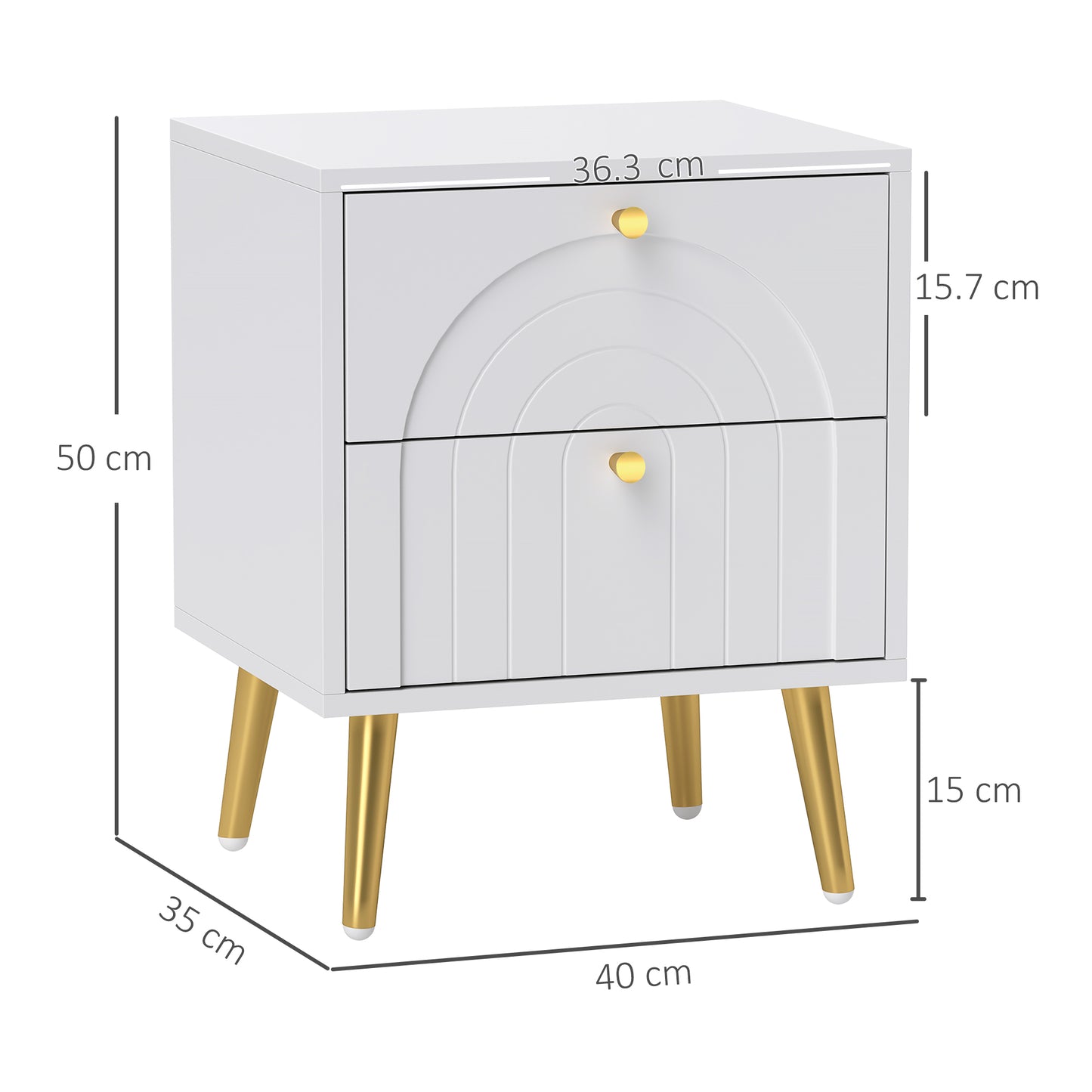 2-Drawer Bedside Table Set of 2 - White