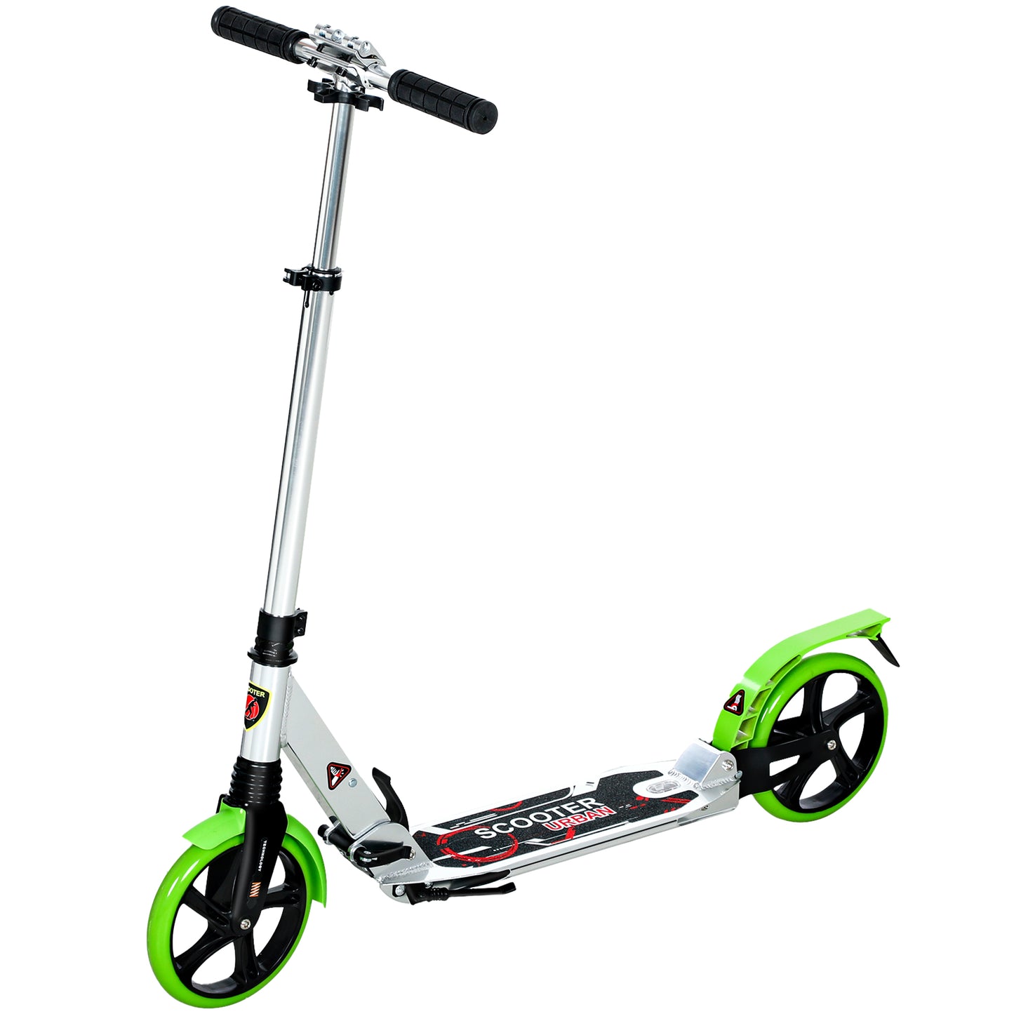 Foldable Kick Scooter with Double Shock Absorption and Big Wheels, Height Adjustable Aluminium Frame Big Wheel Scooter for 14+ Teens Adult