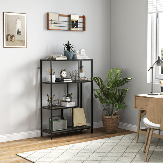 4-Tier Bookshelf with Open Shelves - Charcoal Grey