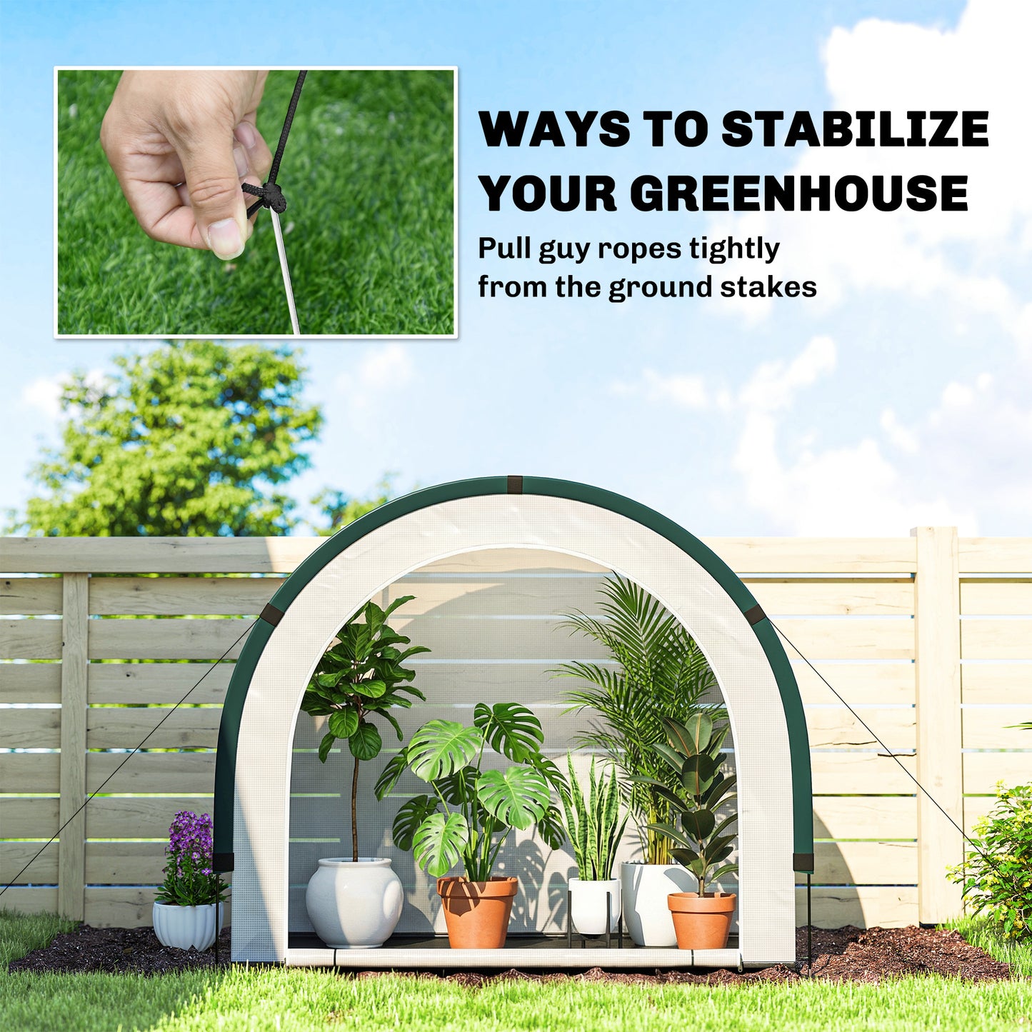 Foldable Small Greenhouse, Portable Green House Mini Greenhouse with Zipper Door, PE Base, 200 x 80 x 164 cm, Green