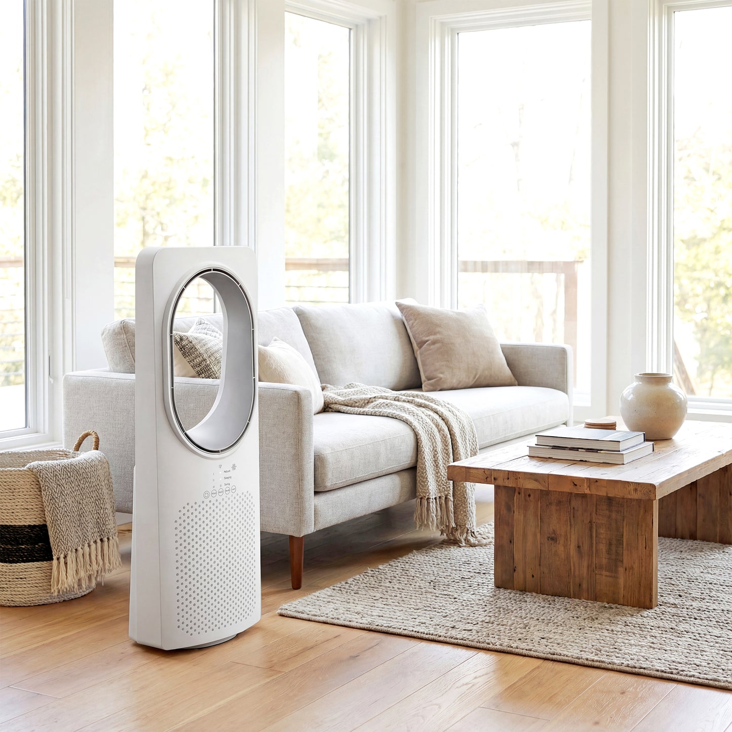 Tower Fan | 36dB Sleep Mode | 45° Oscillation | 3 Speeds & Modes | 15hr Timer | Remote | White