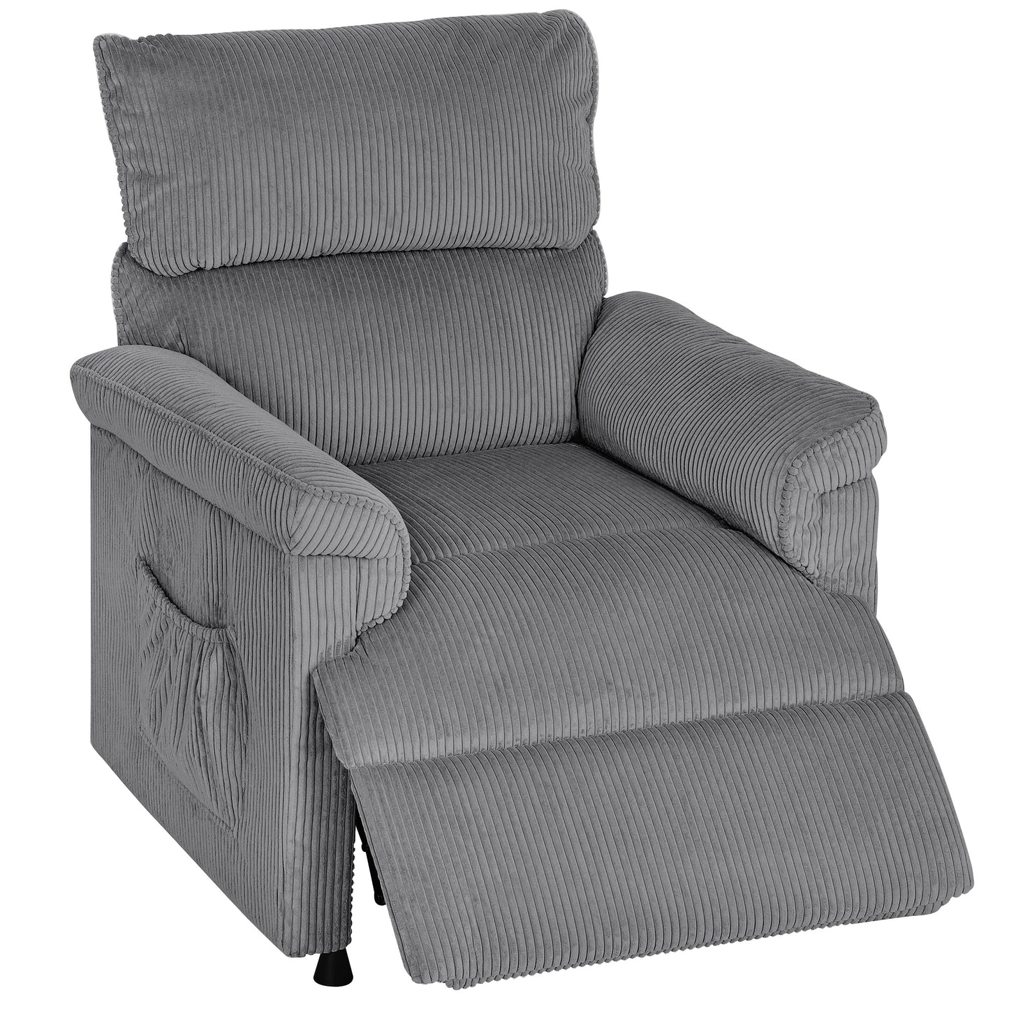 Corduroy Electric Massage Recliner - Brown / Grey