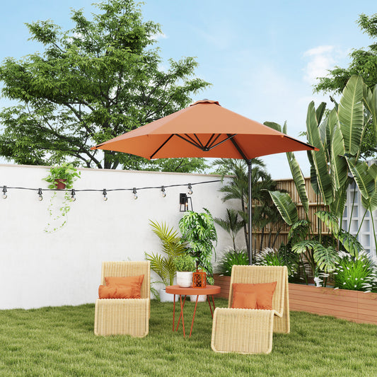 2.5M Garden Cantilever Parasol, Offset Roma Patio Umbrella Hanging Sun Shade Canopy Shelter with 360° Rotation and Cross Base, Orange