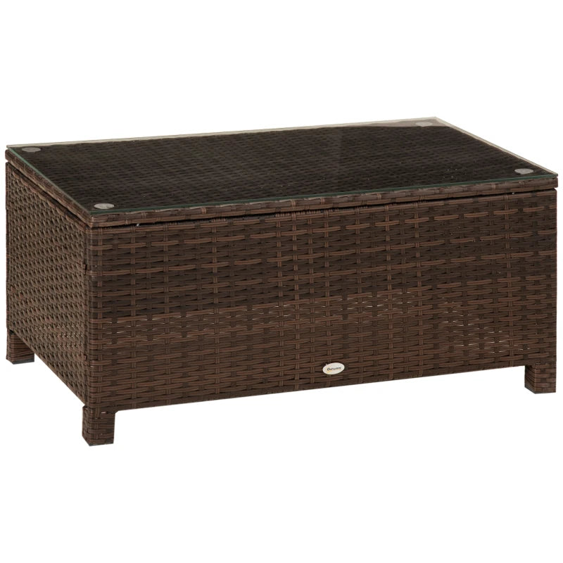 Outdoor Garden Rattan Coffee Conservatory Table With Glass Top Available In Different Colours