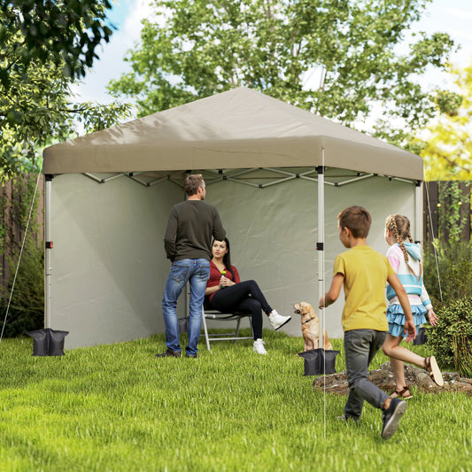 Outsunny 3 x 3 (M) Pop Up Gazebo, UPF 30+ with 2 Sidewalls, Leg Weight Bags and Wheeled Bag, Party Tent Event Shelter