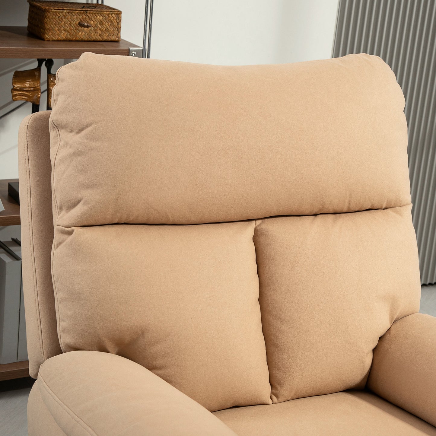 140° Manual Reclining Armchair, with Footrest - Light Brown