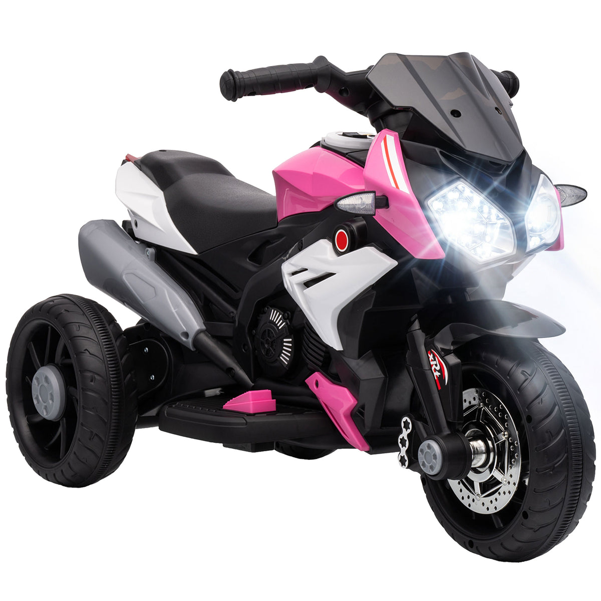 6V Kids Electric Ride-On Motorcycle | 3-Wheel Stable Design | 25W Motor | 0-3 km/h | LED Headlight | Music & Horn | 45 Min Ride | Max 25kg | Age 3-8 | 86x42x52cm | Blue or Pink