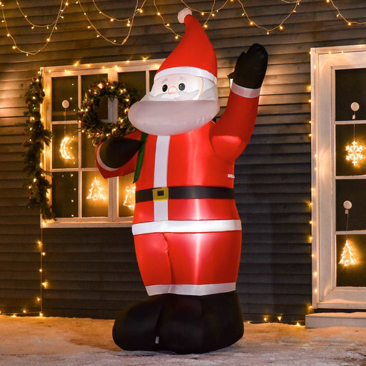 2.4m Christmas Inflatable Santa Holiday Yard Decoration With LED Lights, Indoor Outdoor Lawn Blow Up Decor
