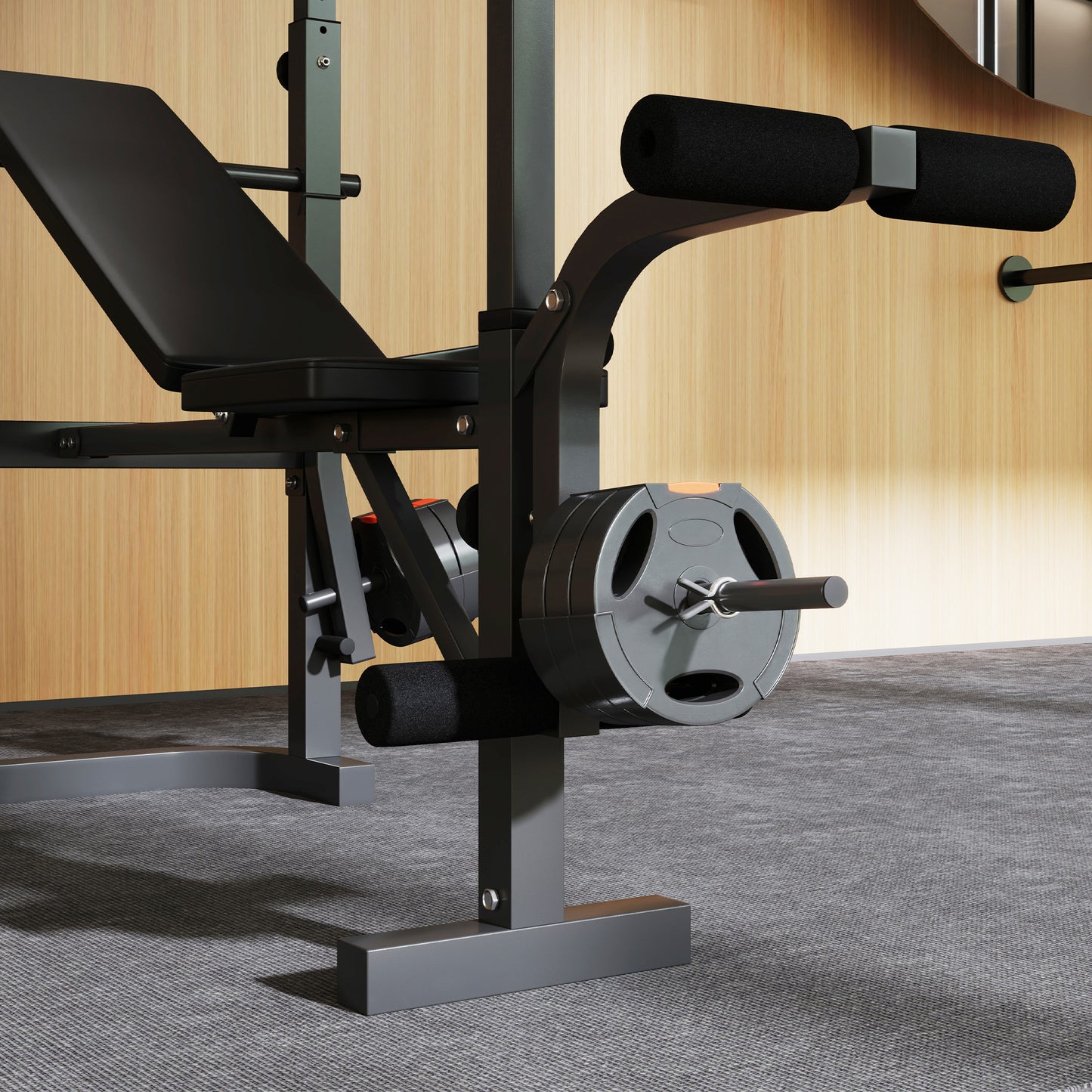 Adjustable Weight Bench with Bench Press Rack, Preacher Curl Leg Extension and Lat Pull Down Machine, Incline or Flat Workout for Strength Training Weight Lifting