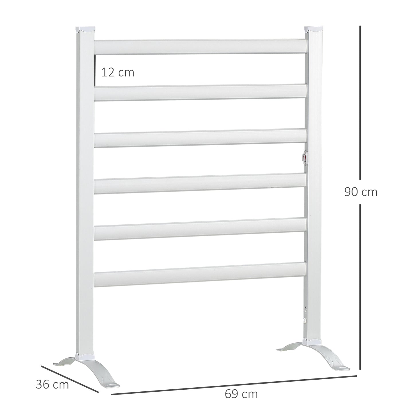Electric Towel Warmer, 6 Bar Aluminium Heated Towel Rail, Wall Mounted & Free Standing Towel Drying Rack for Bathroom, Plug-in, Silver