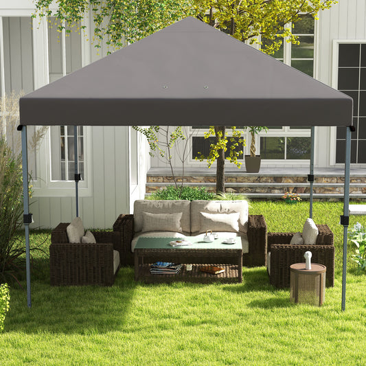 Outsunny 3 x 3(m) Pop Up Gazebo 1 Person Easy Up Marquee Party Tent 1-Button Push Adjustable Straight Legs Instant Shelter - Grey