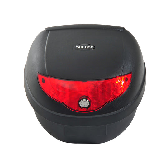 Motorcycle Luggage Case Trunk Storage Box With Reflectors-Black/Red 24 Litre