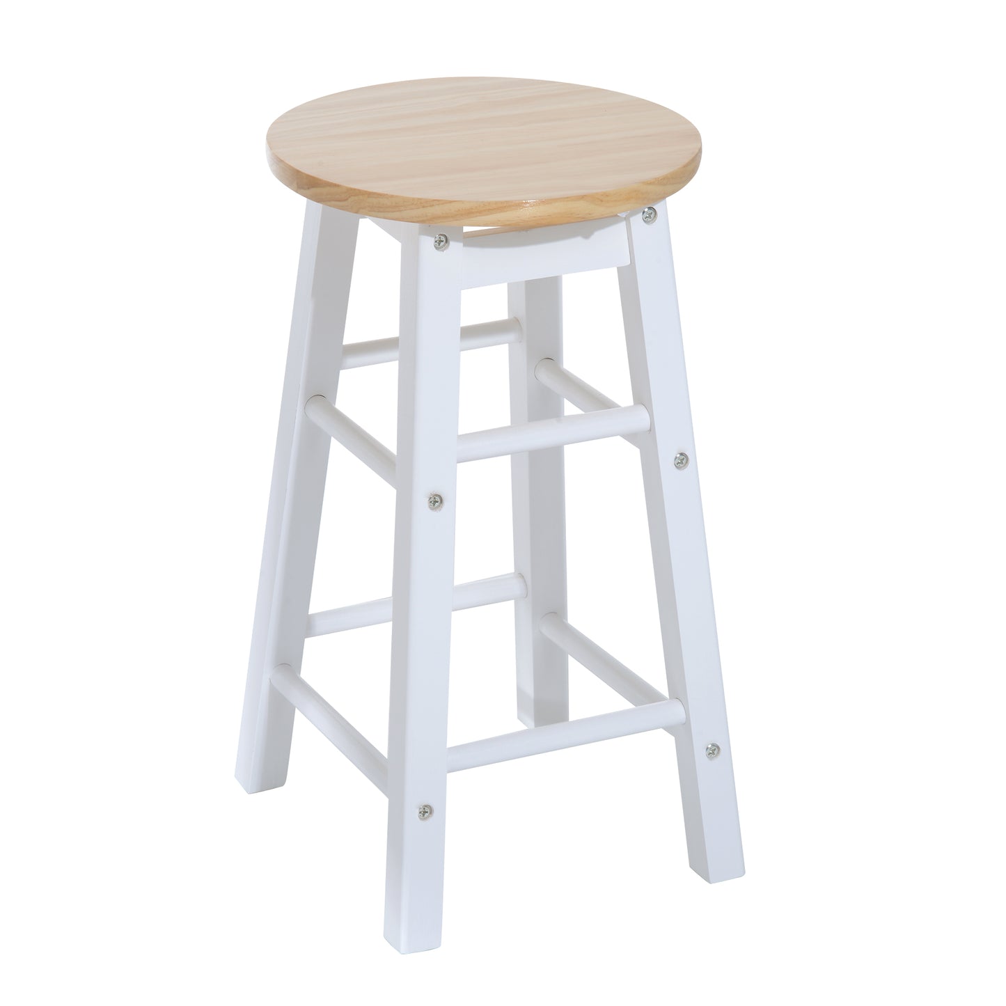 3 Piece Wooden Kitchen Cart Mobile Rolling Trolley Folding Bar Table Two Stools Dining Chair Storage Shelf w/2 Drawers & 6 Wheels