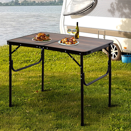 Outsunny 3ft Height Adjustable MDF Folding Foldable Camping Table