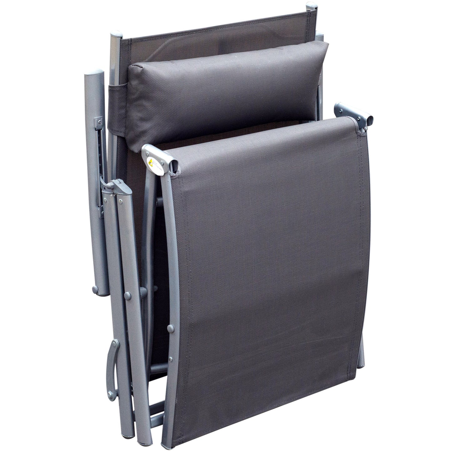 Outsunny Texteline Sun Lounger Recliner Chair Patio Foldable Garden 5 Levels Grey