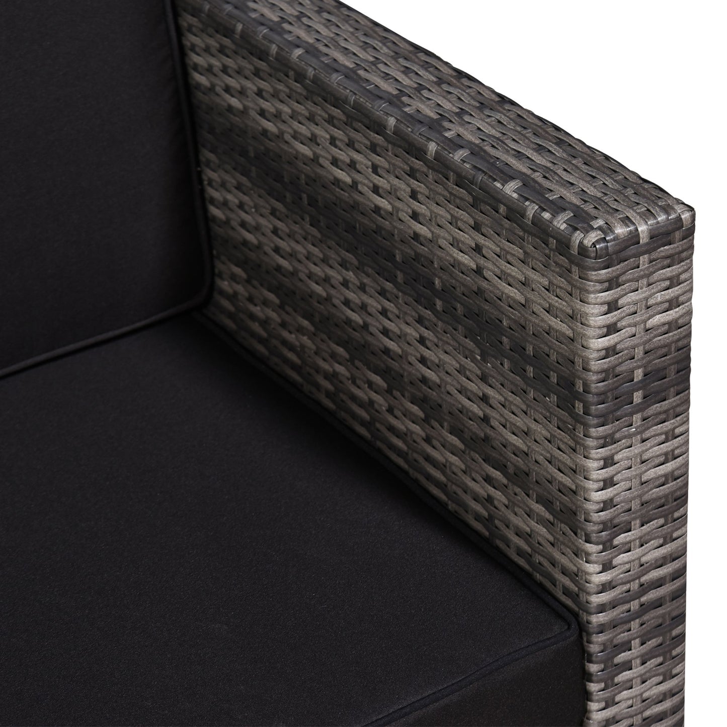 Outsunny 2 Seater Rattan Garden Furniture Sofa Furniture Set W/Cushions, Steel Frame-Grey