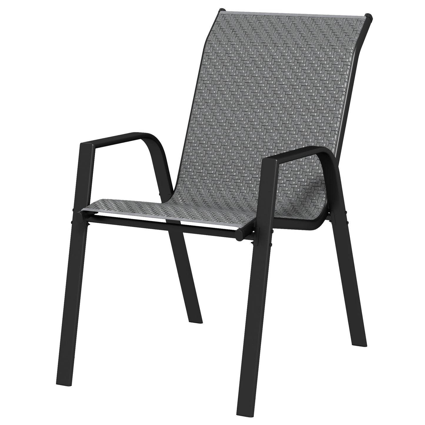 Outsunny Stackable Outdoor Rattan Chairs Set of 4 with Armrests and Backrest, Grey