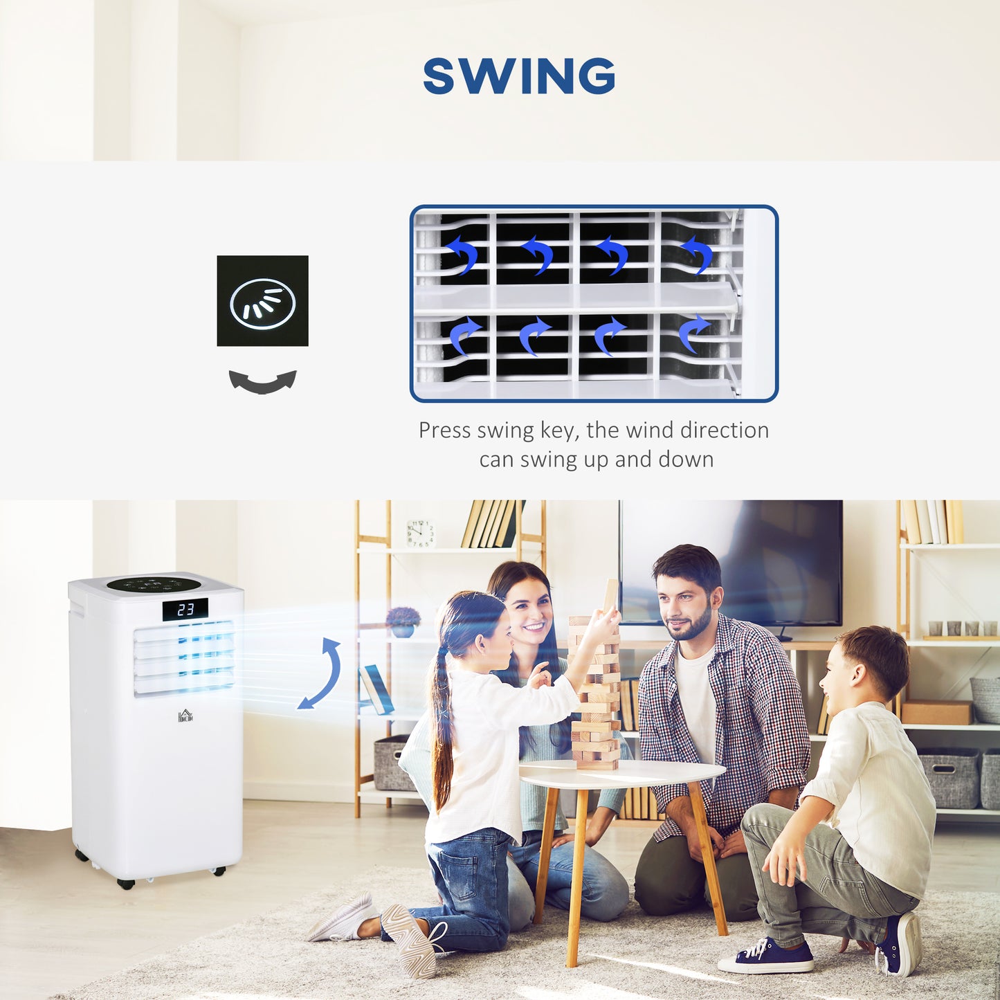 Air Conditioner Portable AC Unit for Cooling Dehumidifying Ventilating with Remote Controller, LED Display, Timer, for Bedroom, White 10000 BTU