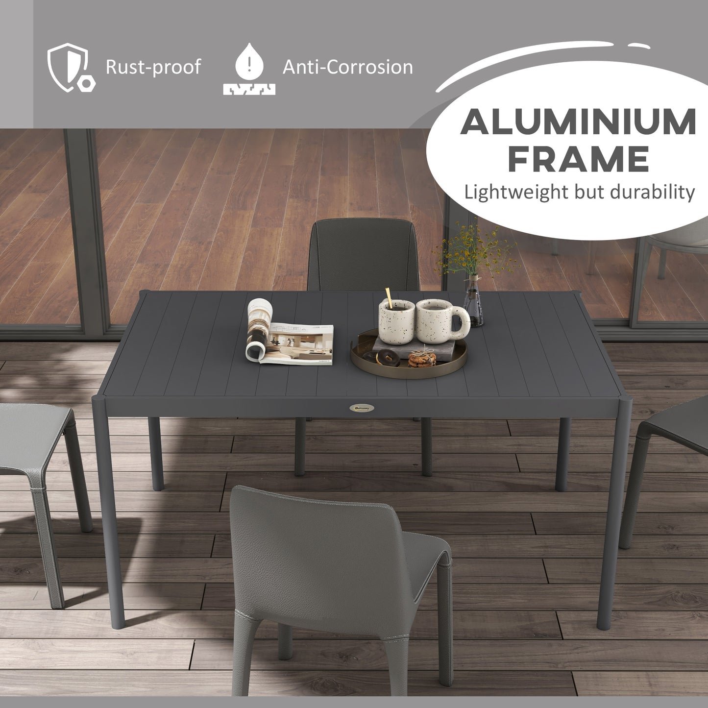Outsunny Six-Seater Aluminium Outdoor Table