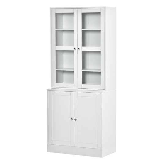 Modern Bookcase with Doors, Display Storage Cabinet with Adjustable Shelves for Living Room, Study, Office, White
