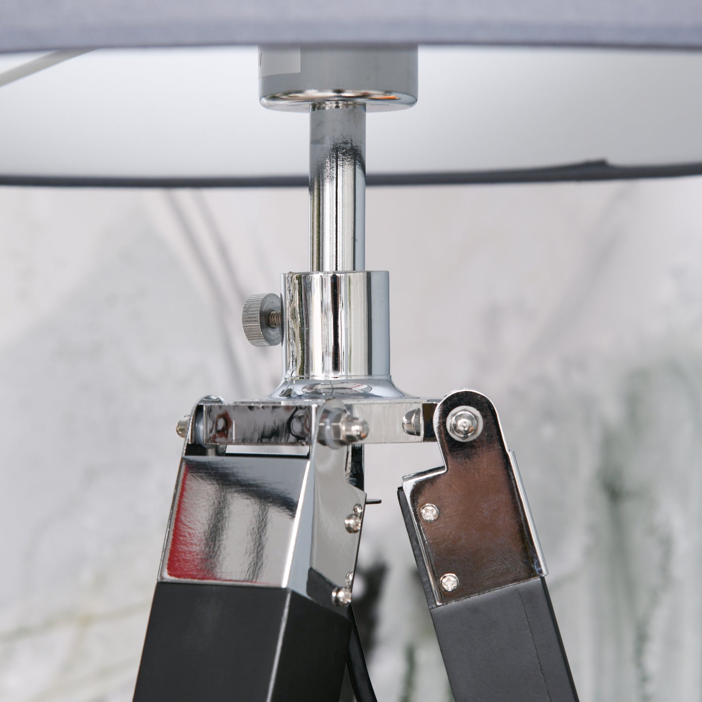 Modern Tripod Standing Lamp for Living Room Bedroom With Fabric Lampshade (Bulb not Included), Grey and Black