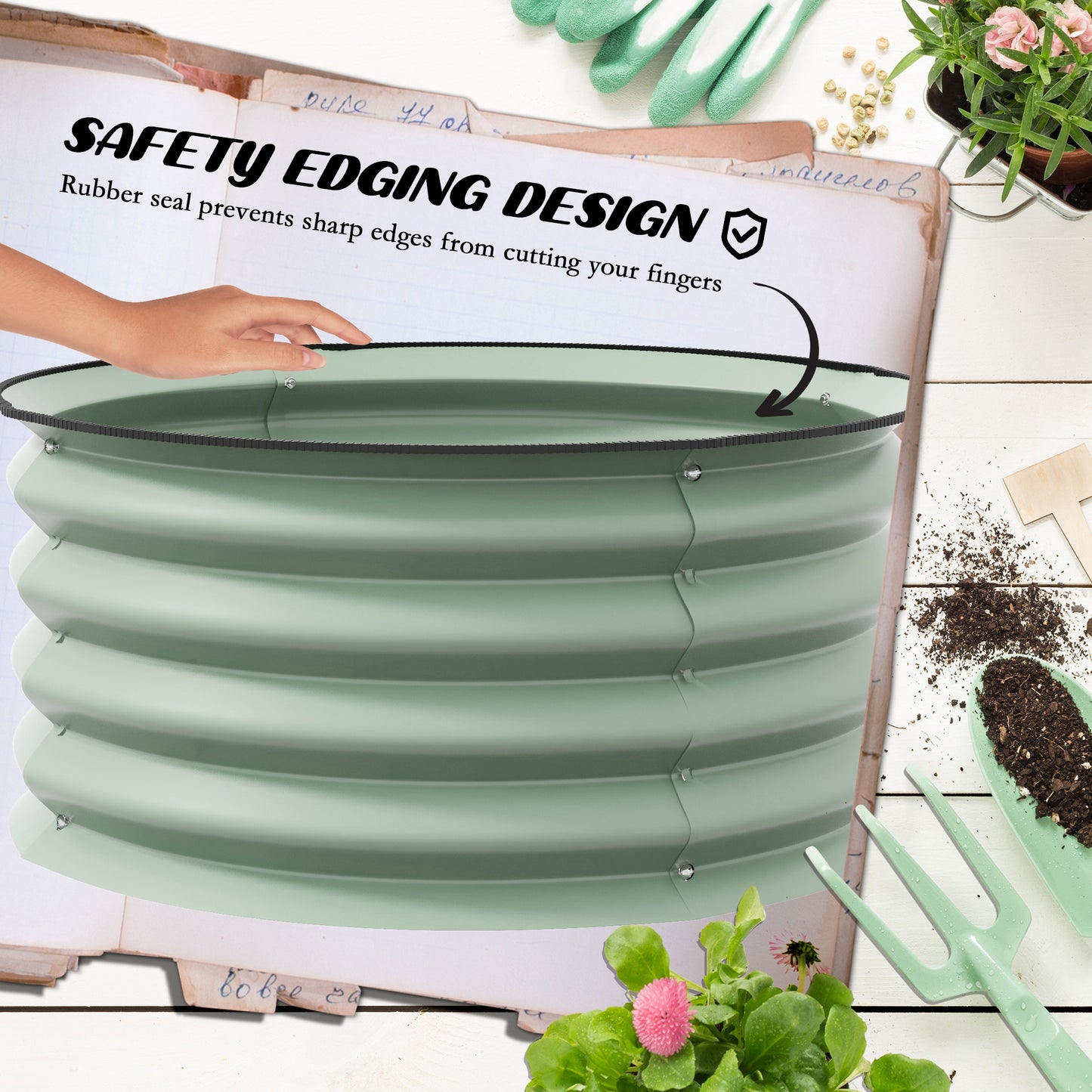 Outsunny Set of 2 Raised Garden Bed, Metal Planter Box with Safety Edging, Easy-to-assemble Stock Tank