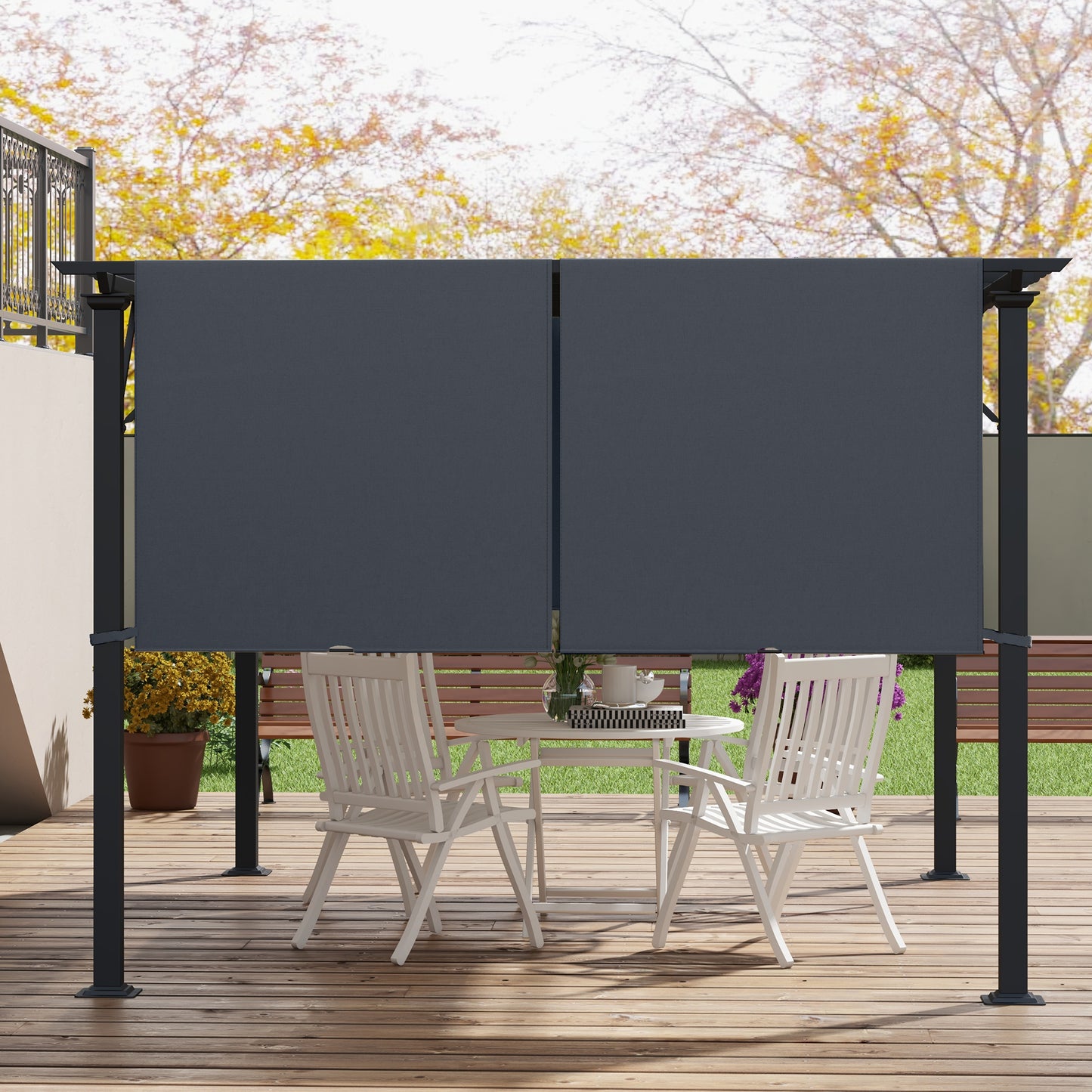 Outsunny 2 Pcs UV Protection Pergola Replacement Canopy, Pergola Shade Cover, Easy to Install, for 3 x 3(m) Pergola, Dark Grey