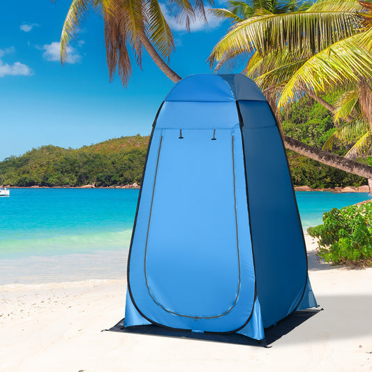 Outsunny Camping Shower Tent Pop Up Toilet Privacy for Outdoor Changing Dressing Bathing Storage Room Tents, Portable Carrying Bag for Hiking, Blue