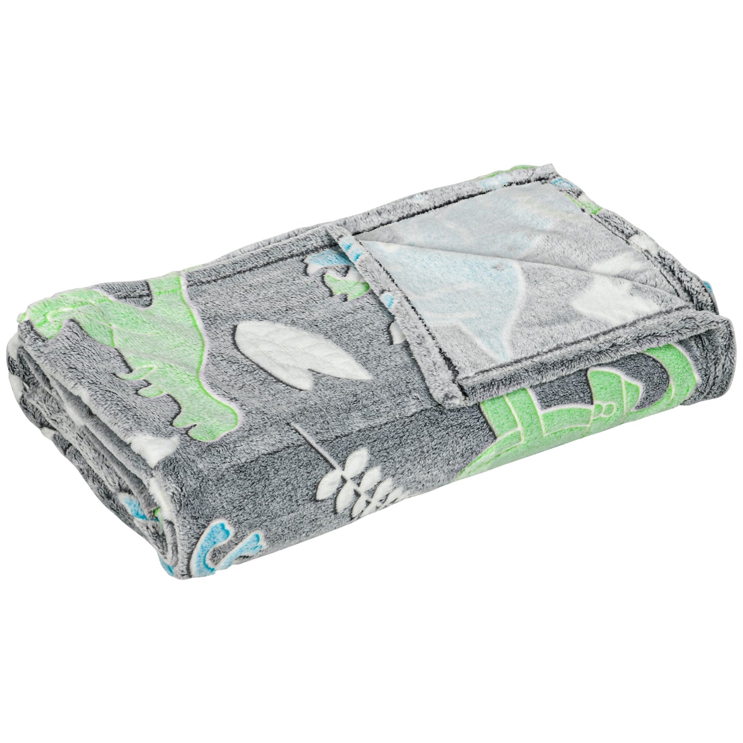Glow in The Dark Flannel Fleece Throw Blanket, Fluffy Warm Throw Blanket, Kids Dinosaur Luminous Blanket, 203x153cm, Grey