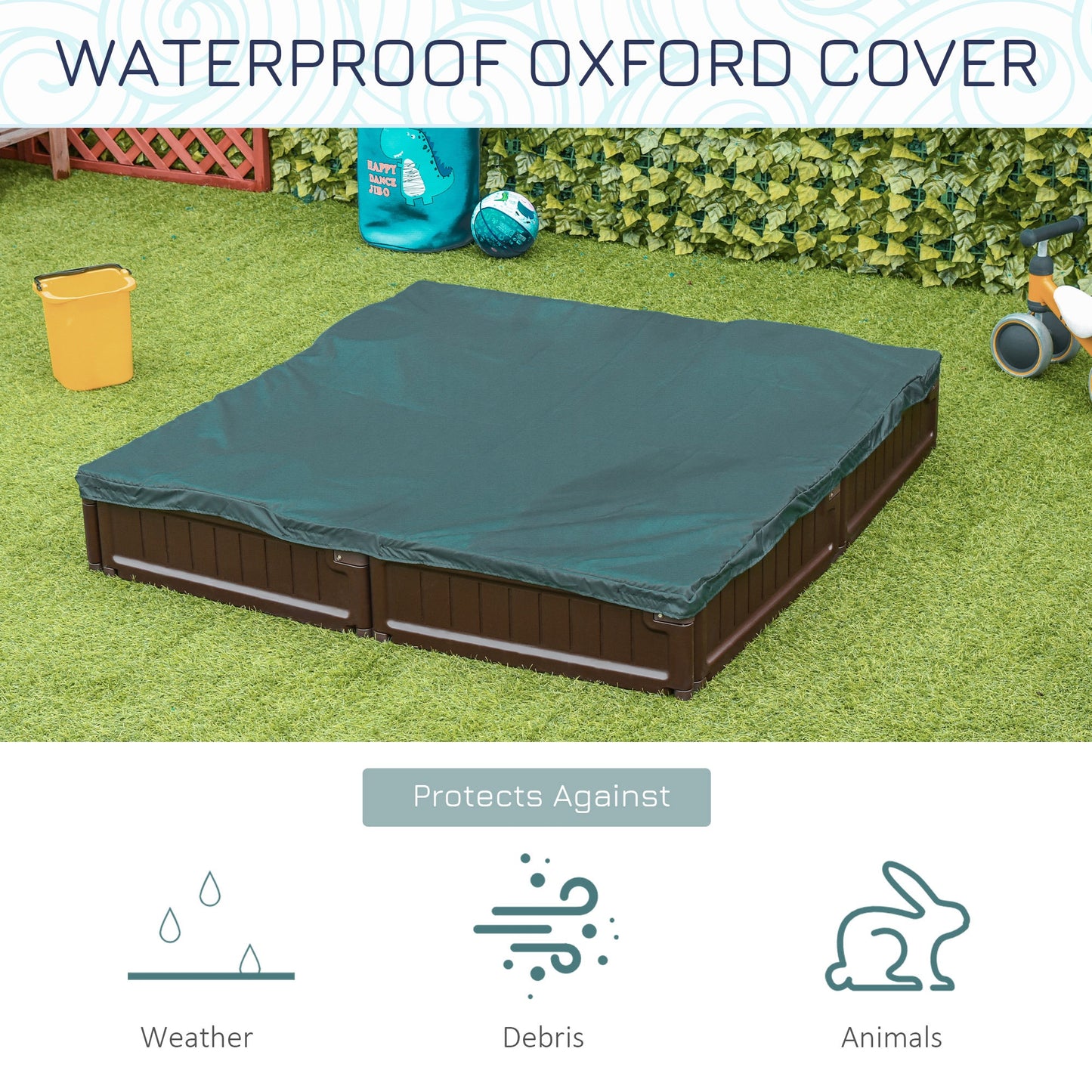 Outsunny Kids Outdoor Sandbox w/ Waterproof Oxford Canopy Bottom Fabric Liner Children Playset for 3-12 years old Backyard Brown