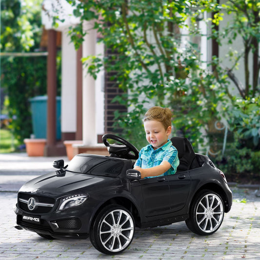 Children Ride On Car Mercedes Benz GLA Licensed 6V Battery Rechargeable Headlight Music Remote Control High/Low Speed Toy Black