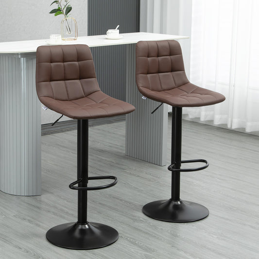 Bar Stools Set of 2, Counter Height Barstools Dining Chairs 360° Swivel with Footrest for Home Pub and Kitchen, Brown