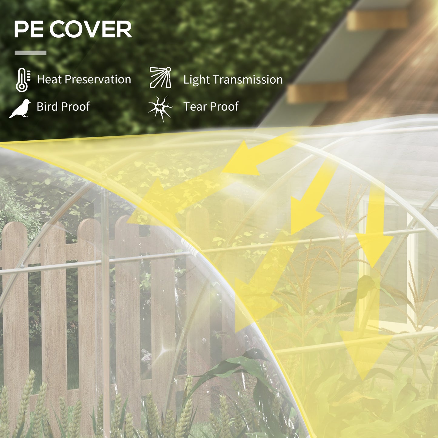 Outsunny Polytunnel Greenhouse Walk-in Grow House with PE Cover, Door and Galvanised Steel Frame, 4 x 3 x 2m, Clear