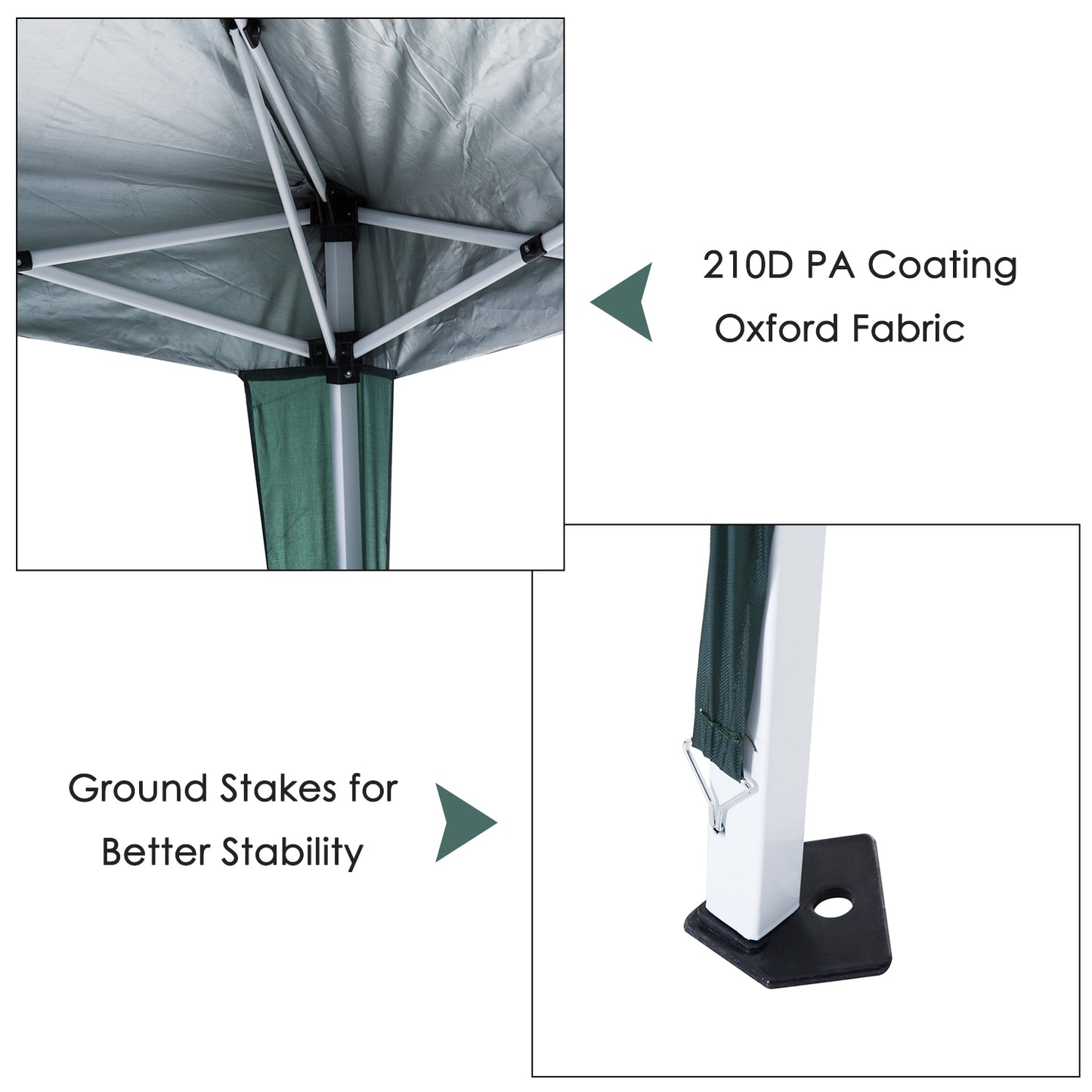 Outsunny Pop-Up Tent, 3Lx3Wx2.4H m-Green