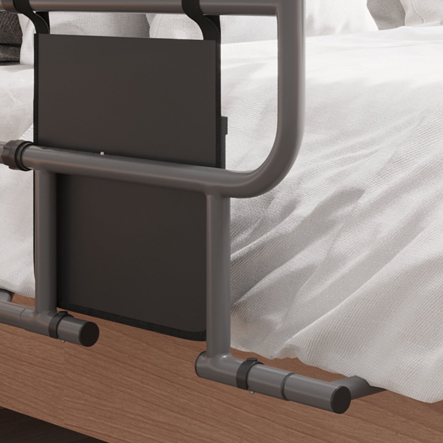 Folding Bed Safety Assist Rail With Storage Pocket - Black