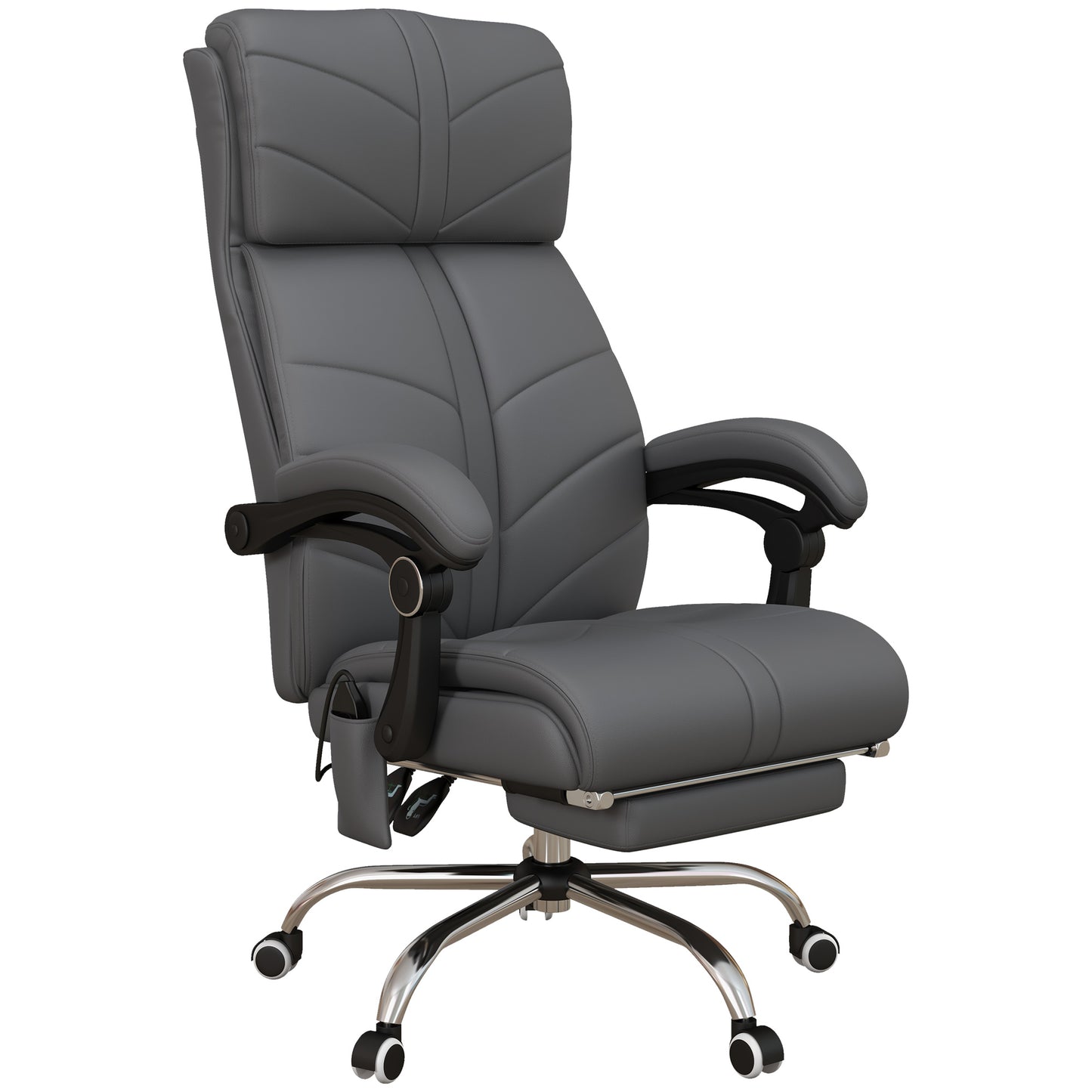 Vinsetto Vibration Massage Office Chair with Heat, PU Leather Computer Chair with Footrest, Armrest, Reclining Back, Grey