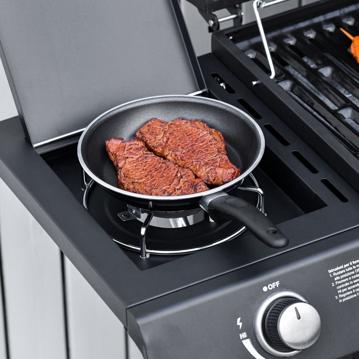 Outsunny Seven Burner Gas Grill, with Integrated Thermometer and Storage