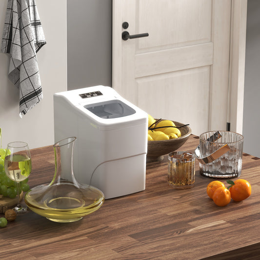 Portable Bullet Ice Cube Maker Machine Countertop, Automatic Cleaning, Visible Window Scoop And Basket For Kitchen - White