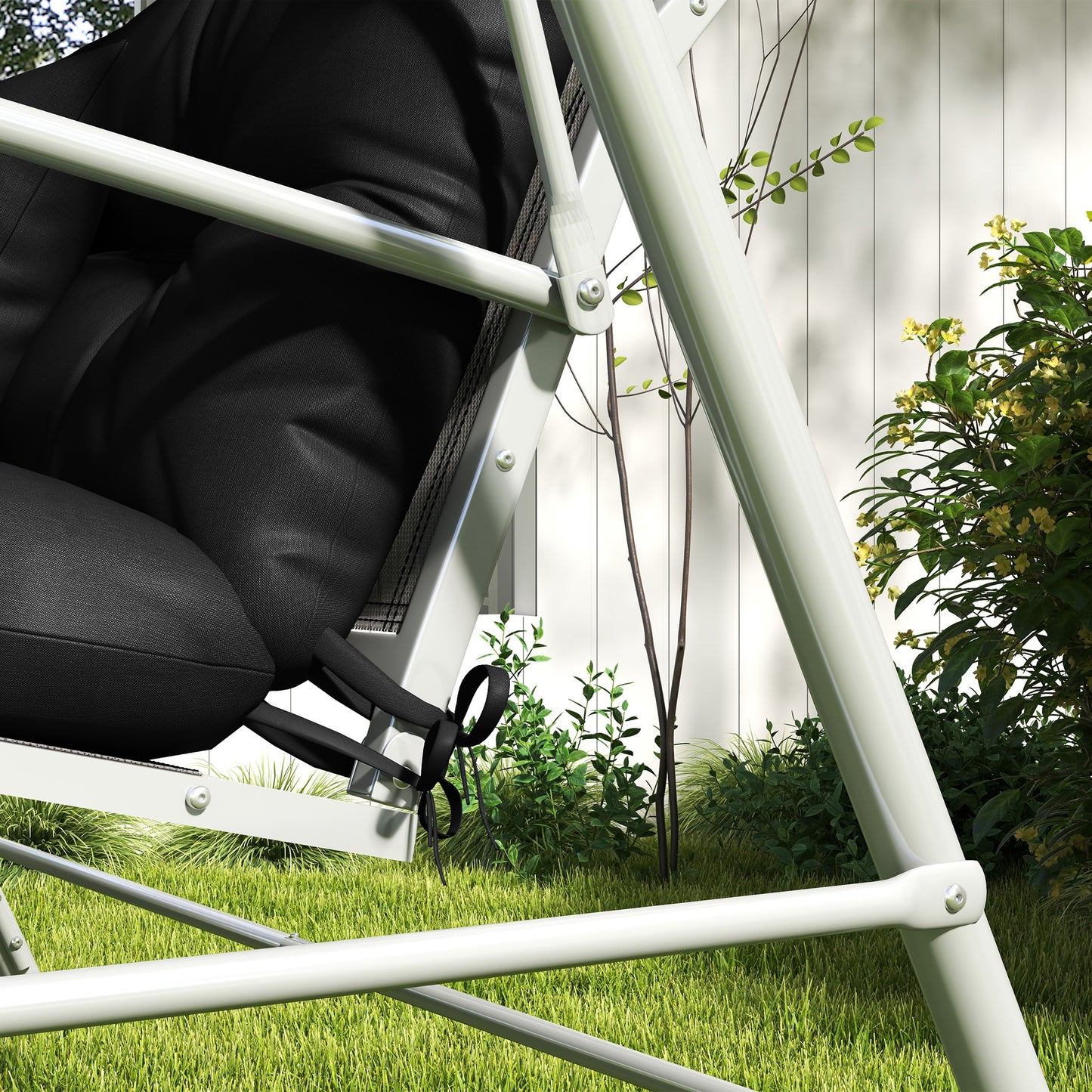 Outsunny 4-Piece Back and Seat Cushion Replacement with 2 Pillows, Patio Chair Cushions Set with Ties, Black