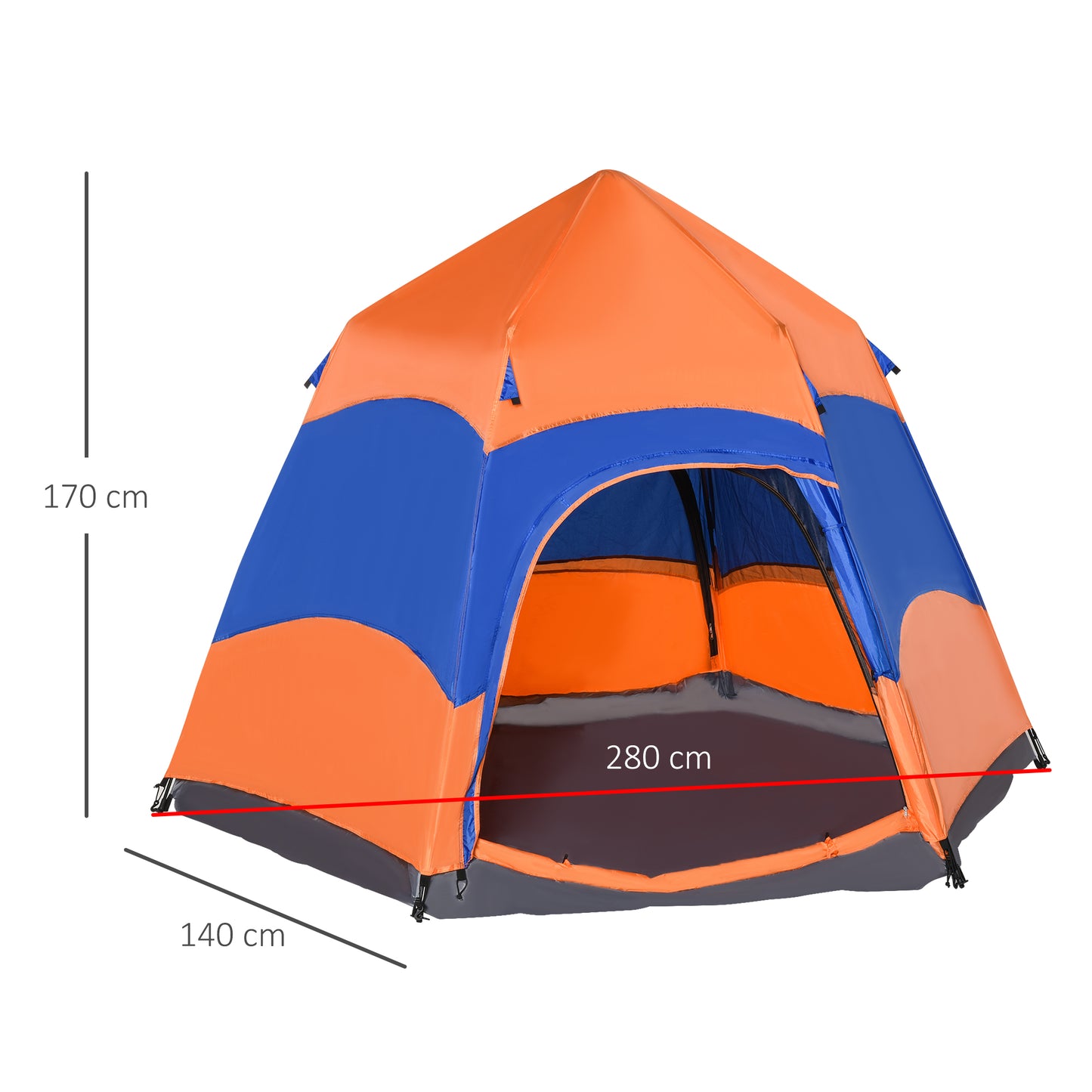 Outsunny Six Man Hexagon Pop Up Tent Camping Festival Hiking Shelter Family Portable