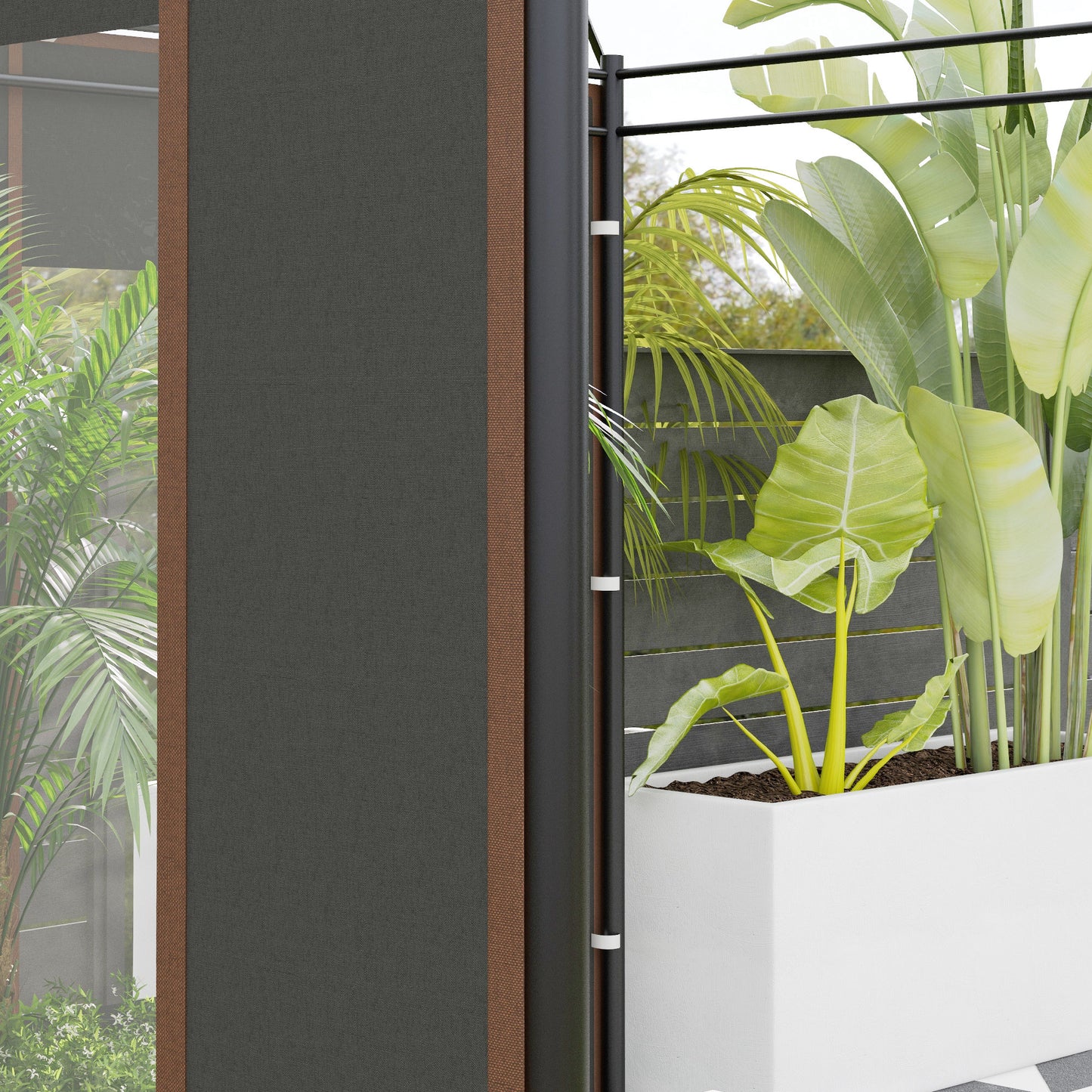 Outsunny Gazebo Side Panels, 2 Pack Sides Replacement, for 3x3(m) or 3x6m Pop Up Gazebo, with Doors and Windows, Grey