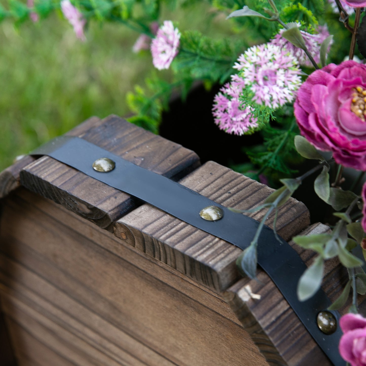 Outsunny Set Up for 2 Wooden Planter Box Flower Plant Pot Outdoor & Indoor Flower Beds Plant Box with Solid Wood Carbonized Colour