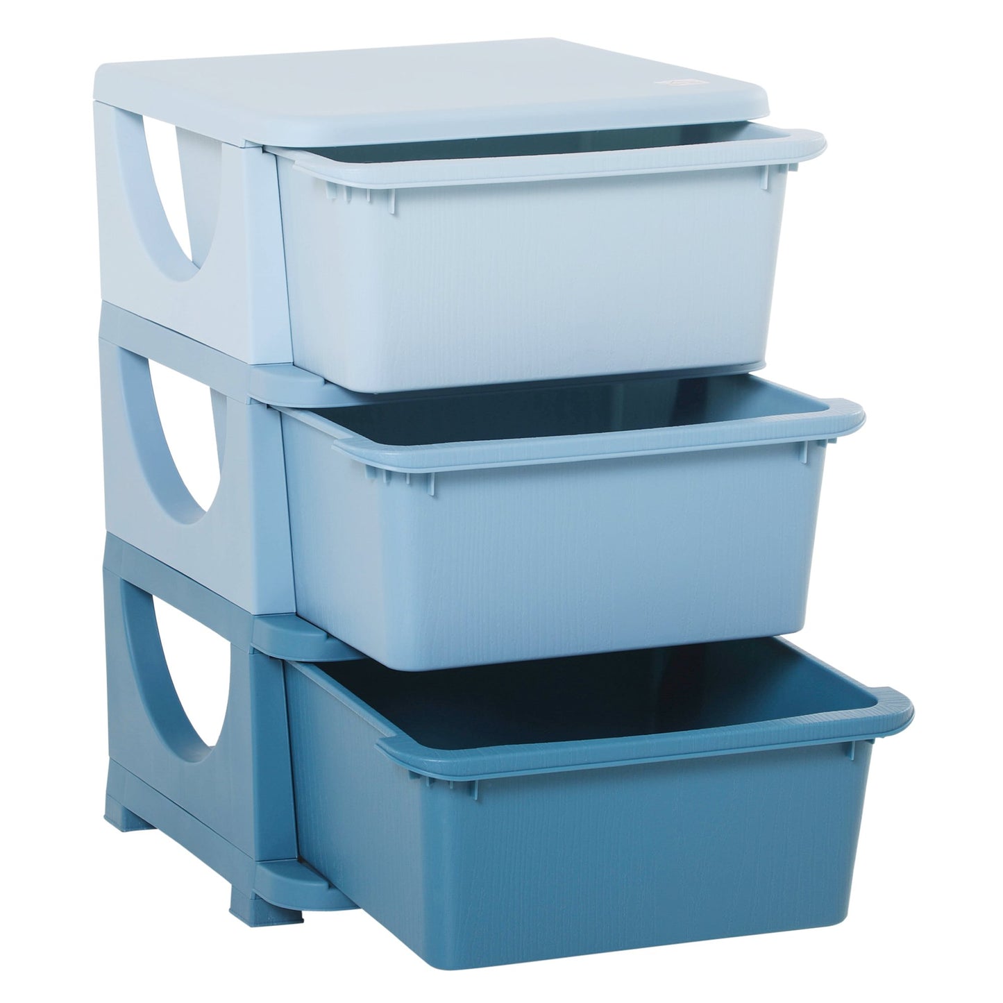 Kids Storage Units with Drawers 3 Tier Chest Vertical Dresser Tower Toy Organizer for Nursery Playroom Kindergarten Blue