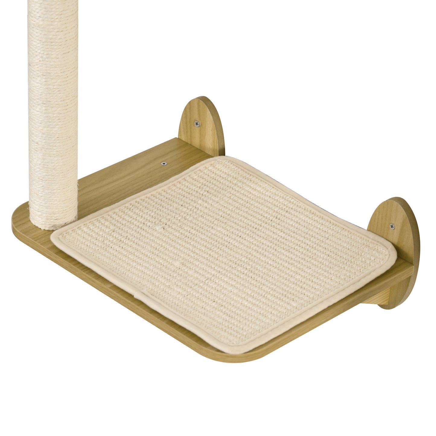 PawHut 3 Piece Wall Mounted Cats Shelves, Cat Climbing Shelf Set, Kitten Activity Center with Jumping Platforms Hammock Scratching Post, Oak