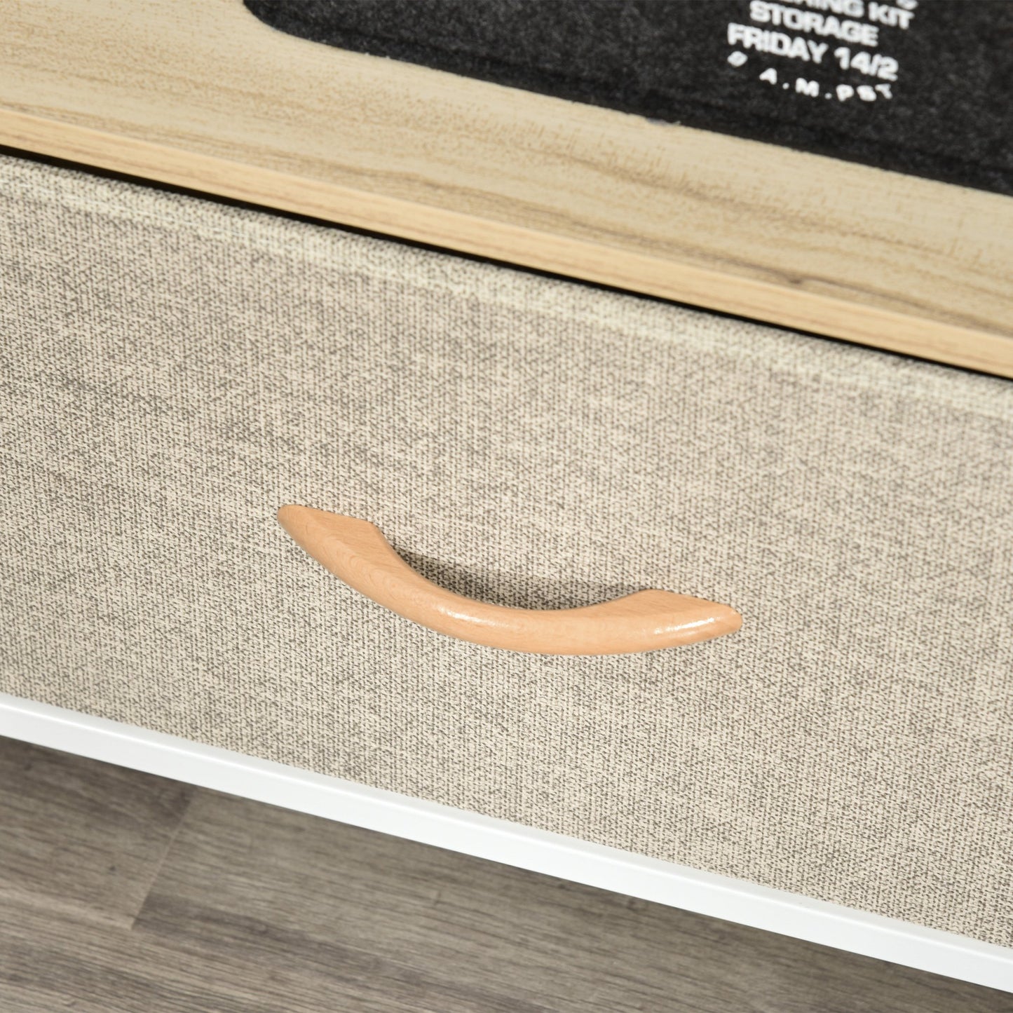 TV Cabinet Console Unit with 2 Foldable Linen Drawers, TV Stand with Shelving for Living Room, Entertainment Room, Maple Wood Effect