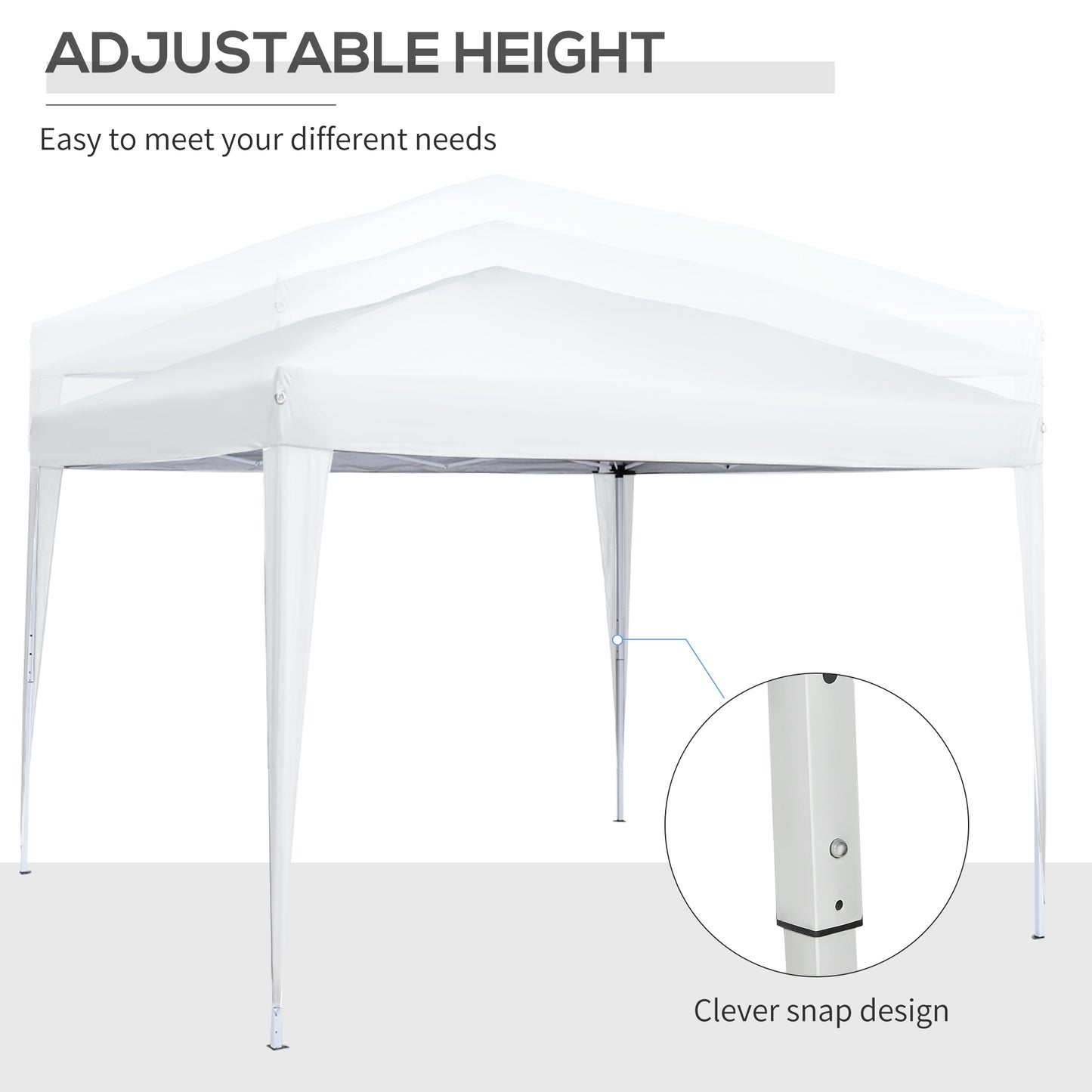 Outsunny 3 x 3m Pop Up Camping Gazebo, Wedding Party Canopy Tent Marquee with Carry Bag and Windows, White