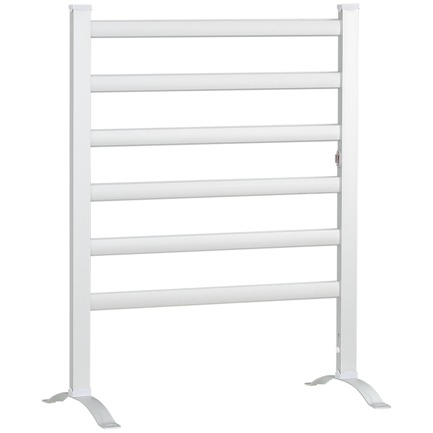 Electric Towel Warmer, 6 Bar Aluminium Heated Towel Rail, Wall Mounted & Free Standing Towel Drying Rack for Bathroom, Plug-in, Silver