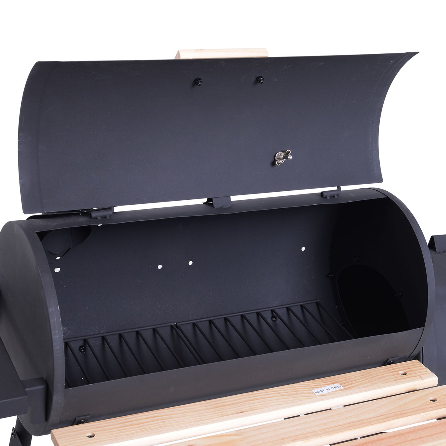 Outsunny Charcoal Barbecue Grill Garden Portable BBQ Trolley w/ Offset Smoker Combo, Handy Shelves and On-lid Thermometer