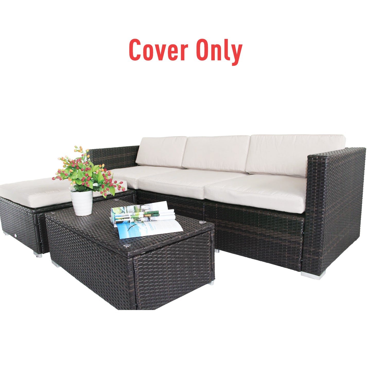 Outsunny Rattan Furniture Cushion Cover Replacement Set, 7 Pieces