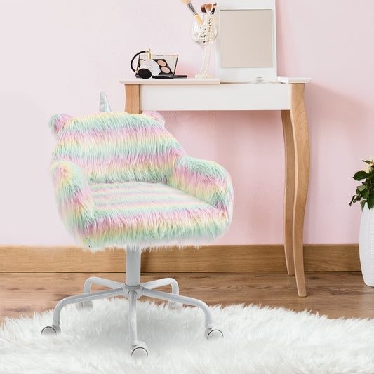 Vinsetto Unicorn Home Office Chair, Height Adjustable Fluffy Desk Chair, Colourful